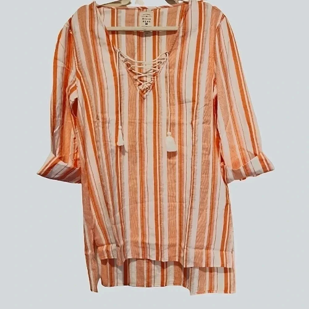 NWT BILLABONG "Blue Skies" laced peach & white cover-up/tunic Size Small